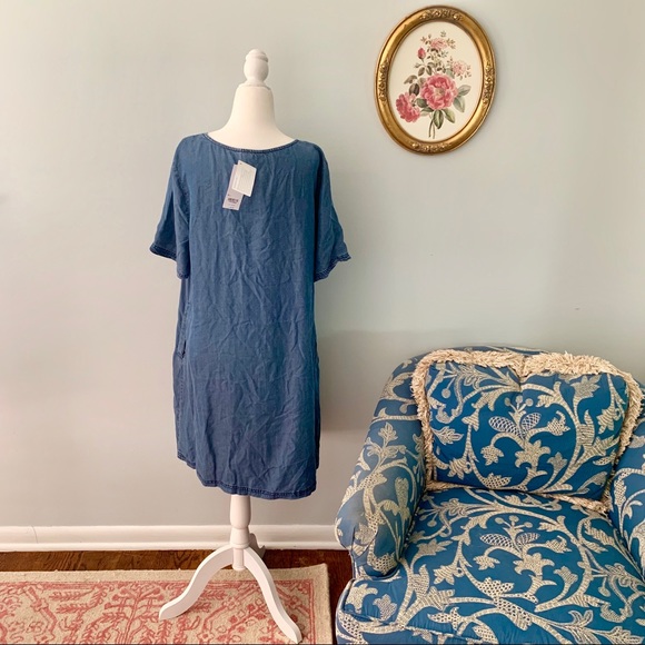 EVANS Embroidered Chambray Tunic Dress - Picture 3 of 8